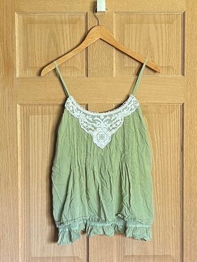 XL Passport Cotton Lined Pleated Sage Cami